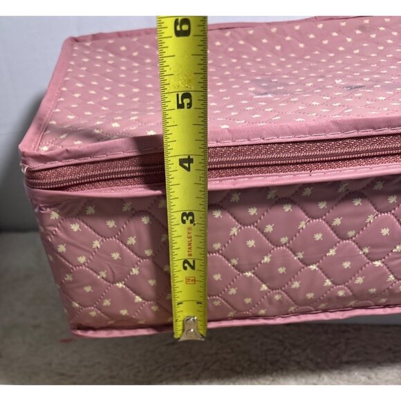 Vintage Quilted China Storage Box Rectangle With Zippered Lid & Inserts - Picture 10 of 10